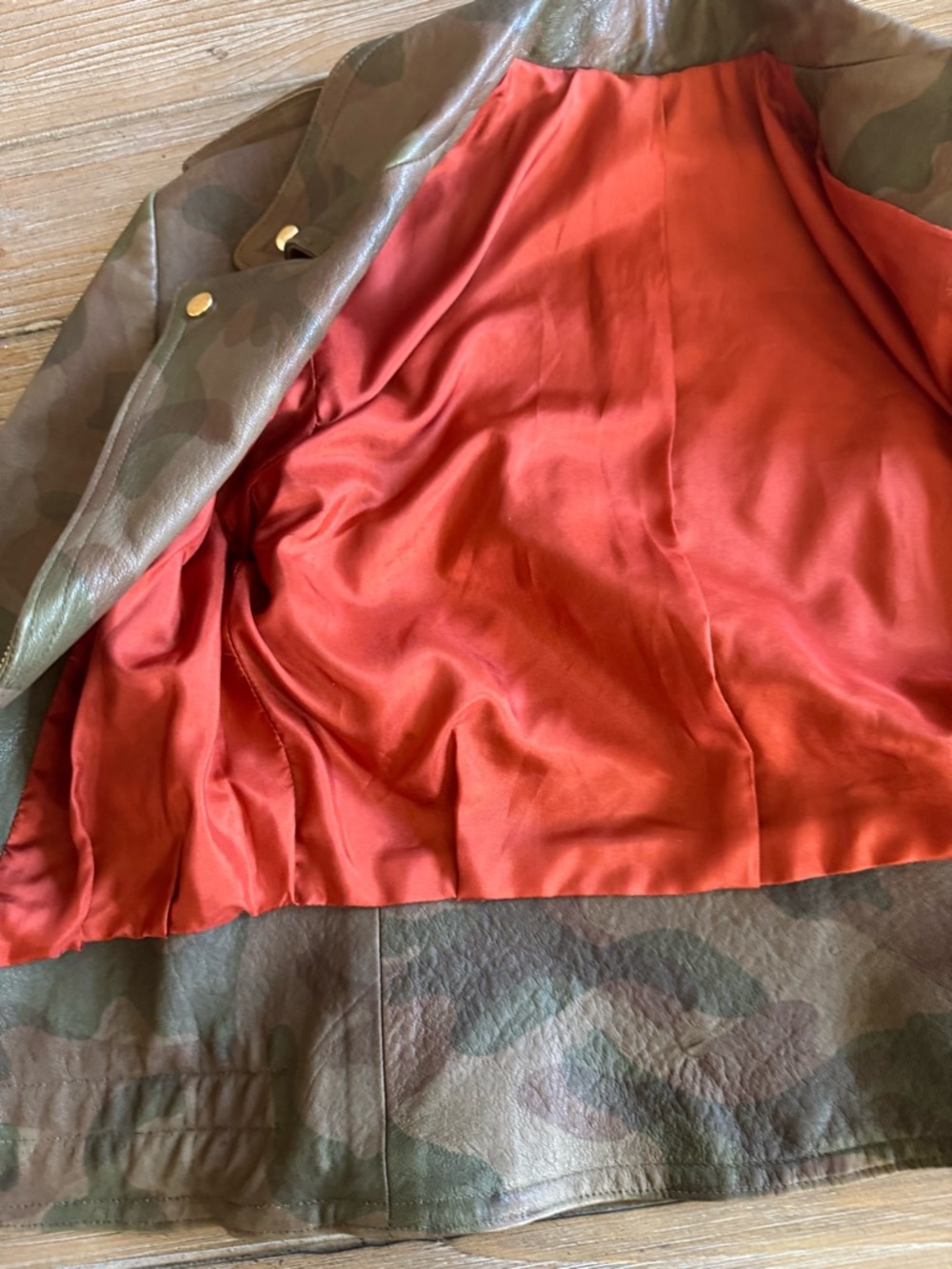 Camo Leather Moto Jacket with Gold Hardware from Kardashian closet/2022 or 2023 - Picture 9 of 11